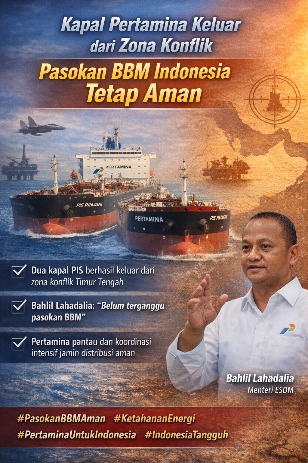 Dua Kapal Pertamina Keluar dari Zona Konflik Timur Tengah, Pasokan BBM Indonesia Dipastikan Aman