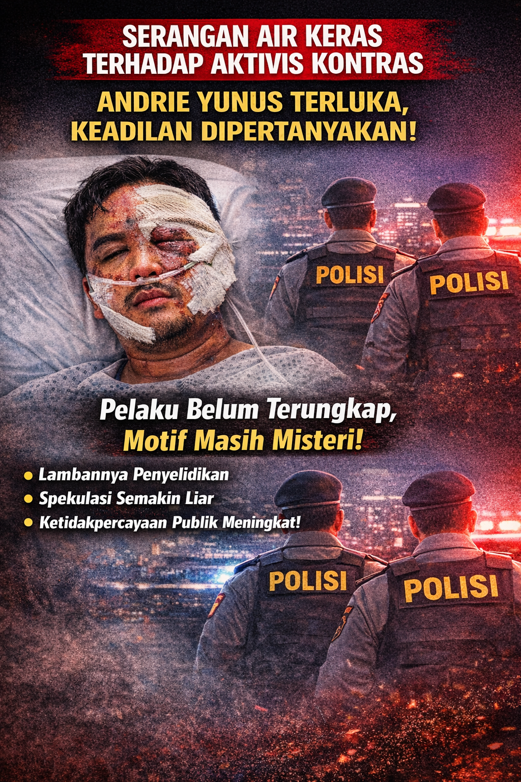 Kasus Penyiraman Air Keras Aktivis KontraS Andrie Yunus Jadi Sorotan Publik, Aparat Diminta Usut Tuntas Pelaku