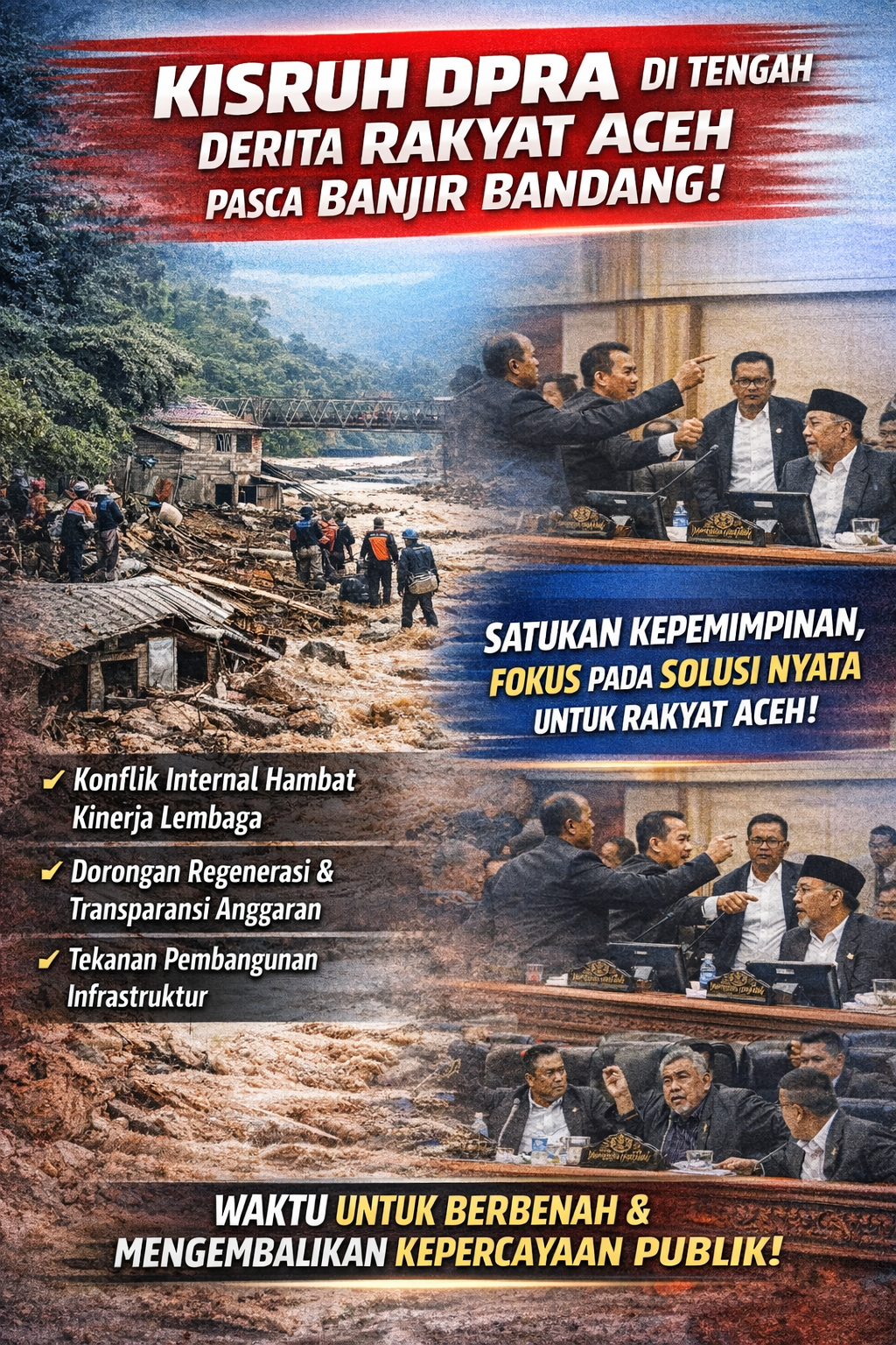 DPRA Terjebak Kisruh Saat Rakyat Aceh Menunggu Kebijakan Nyata Pasca Banjir Bandang