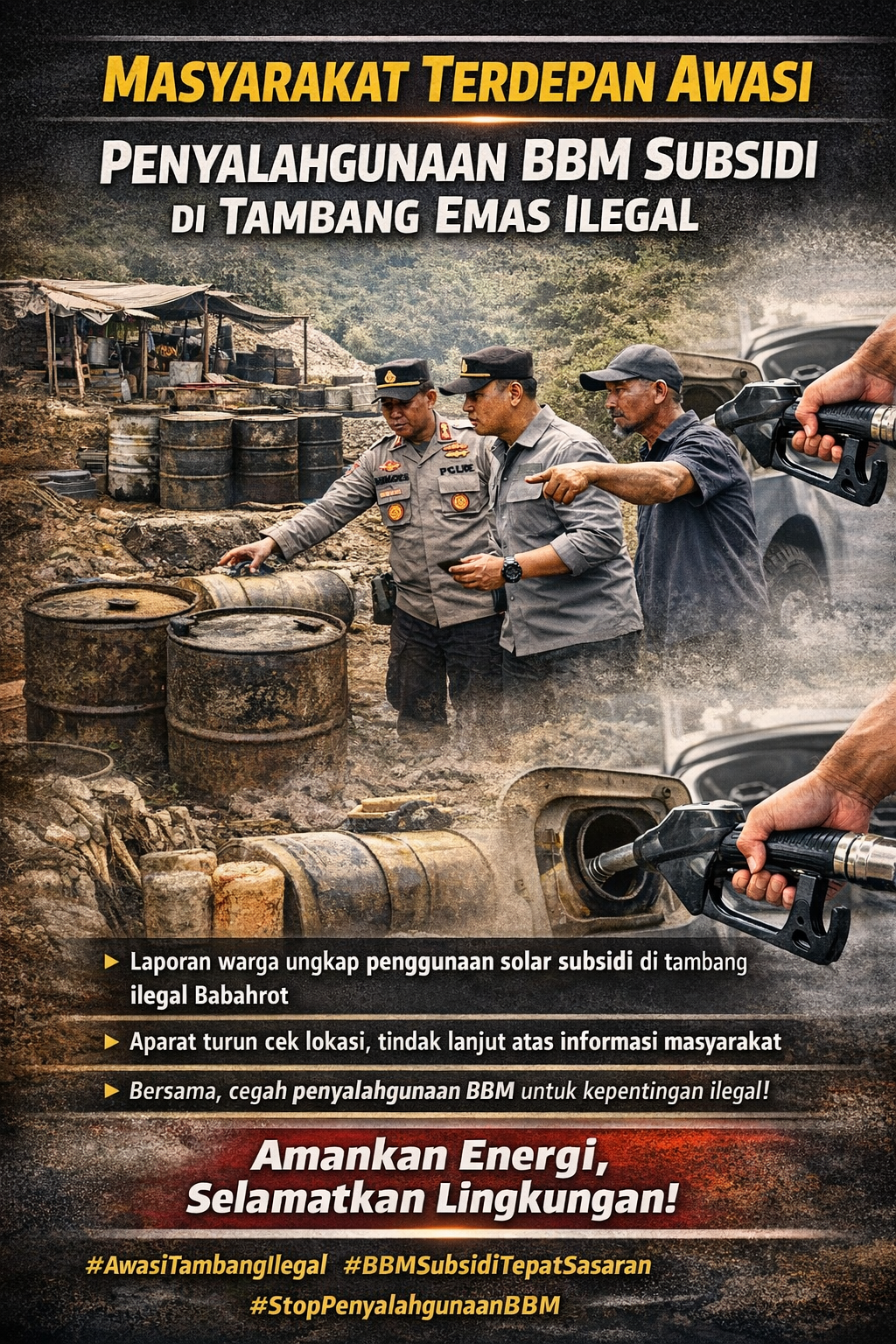 Masyarakat Abdya Terdepan Awasi Penyalahgunaan BBM Subsidi di Tambang Emas Ilegal