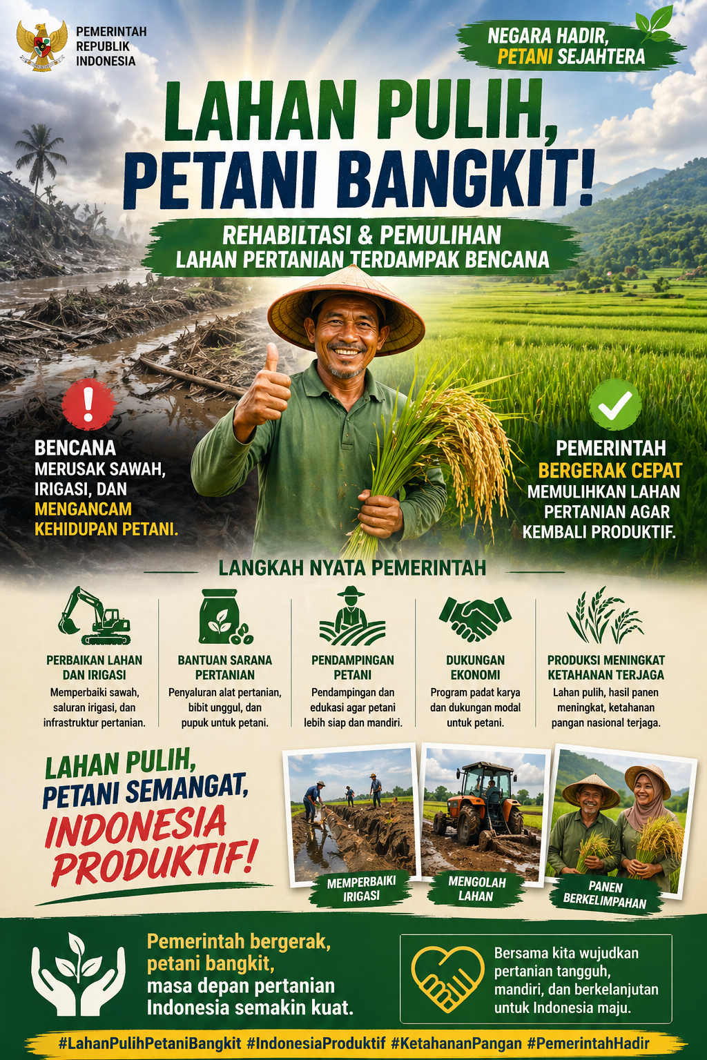 Pemerintah Percepat Rehabilitasi Lahan Pertanian Pascabencana, Ketahanan Pangan dan Ekonomi Rakyat Jadi Prioritas