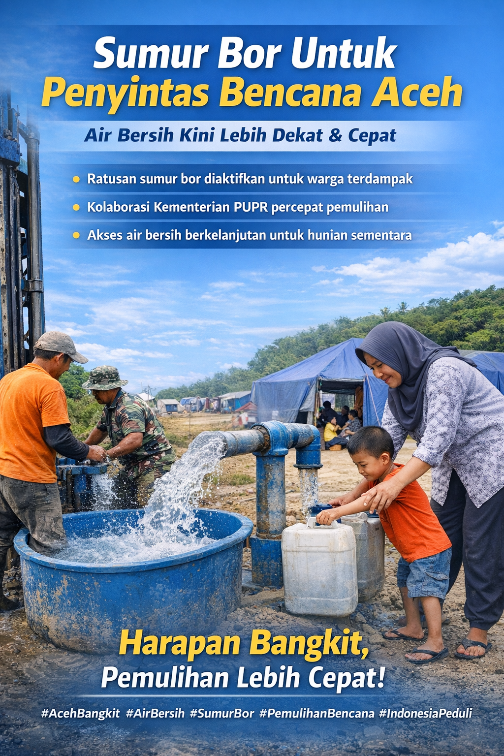 Pembangunan Sumur Bor Percepat Pemulihan Air Bersih bagi Penyintas Bencana di Aceh