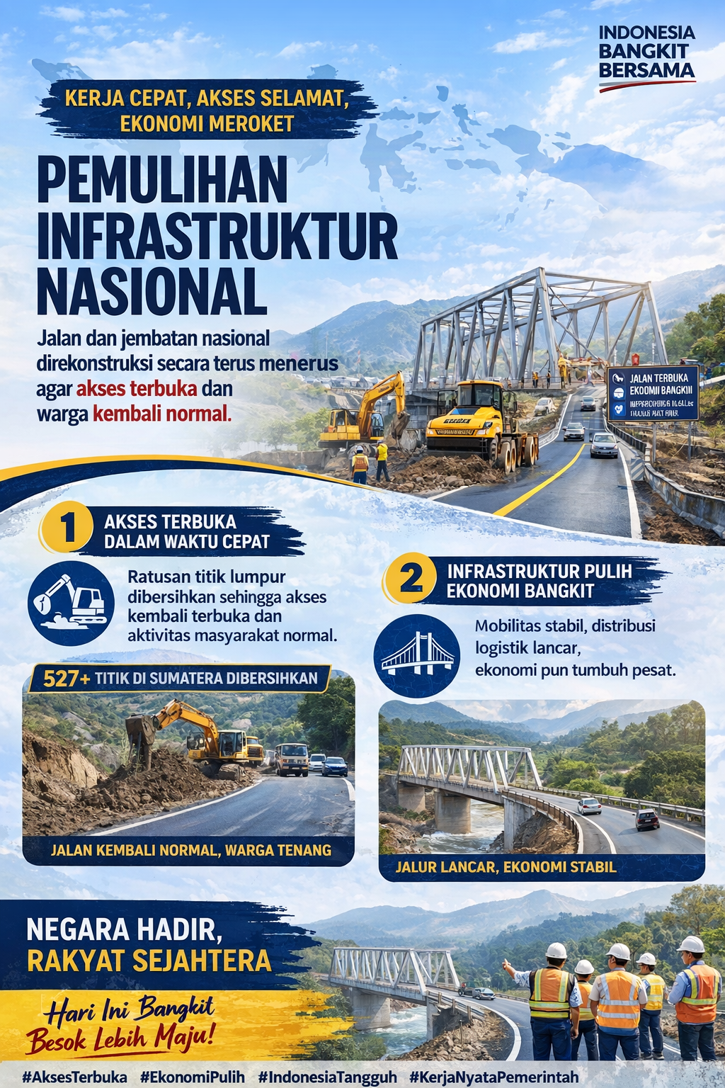 Pemulihan Infrastruktur Nasional Dipercepat, Jalan dan Jembatan Kembali Pulihkan Akses Masyarakat