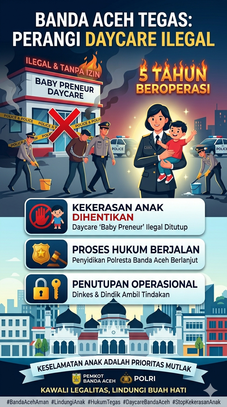 Penegakan Hukum Daycare Ilegal di Banda Aceh Jadi Bukti Negara Hadir Lindungi Anak