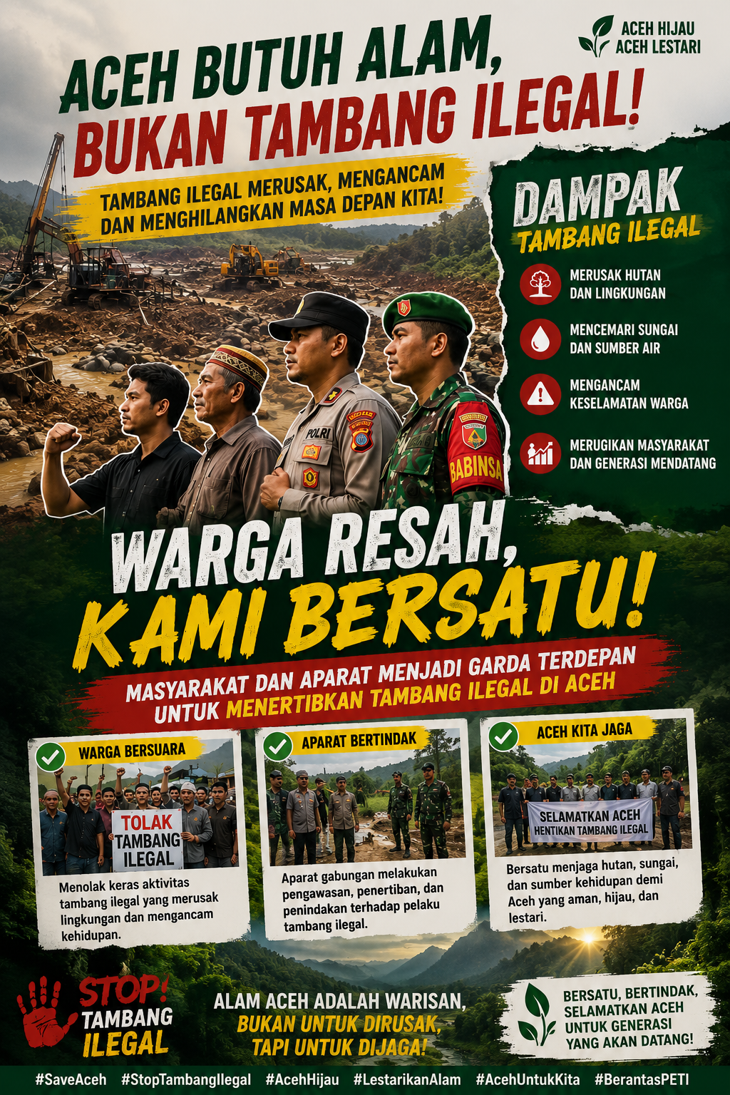 Masyarakat Aceh Bersatu Tolak Tambang Ilegal, Aparatur Diminta Bertindak Tegas