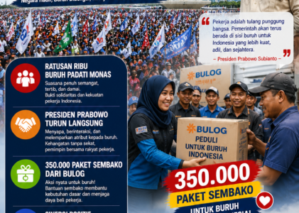 May Day 2026 di Monas Presiden dan Buruh Bersatu Perkuat Kesejahteraan Lewat Aksi Nyata