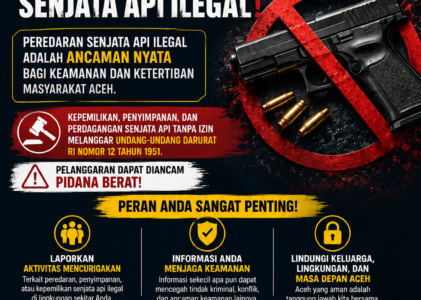 Masyarakat Aceh Diajak Aktif Laporkan Peredaran Senjata Api Ilegal Demi Menjaga Keamanan Daerah