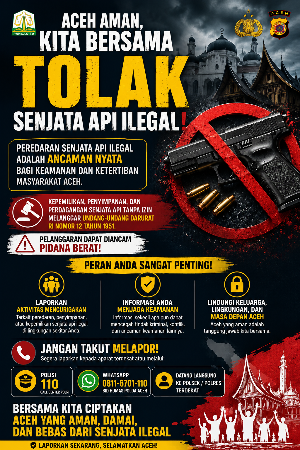 Masyarakat Aceh Diajak Aktif Laporkan Peredaran Senjata Api Ilegal Demi Menjaga Keamanan Daerah