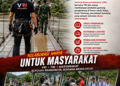 VRI dan TNI Bangun Jembatan Gantung di Aceh Tamiang, Pulihkan Akses dan Harapan Warga Pascabanjir