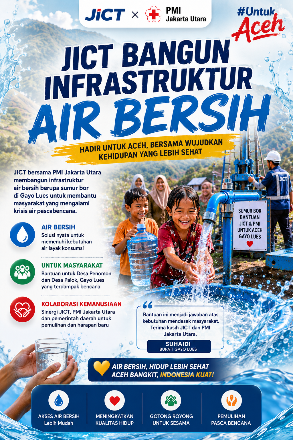 Untuk Aceh, JICT Bangun Infrastruktur Air Bersih demi Pemulihan Pascabencana di Gayo Lues