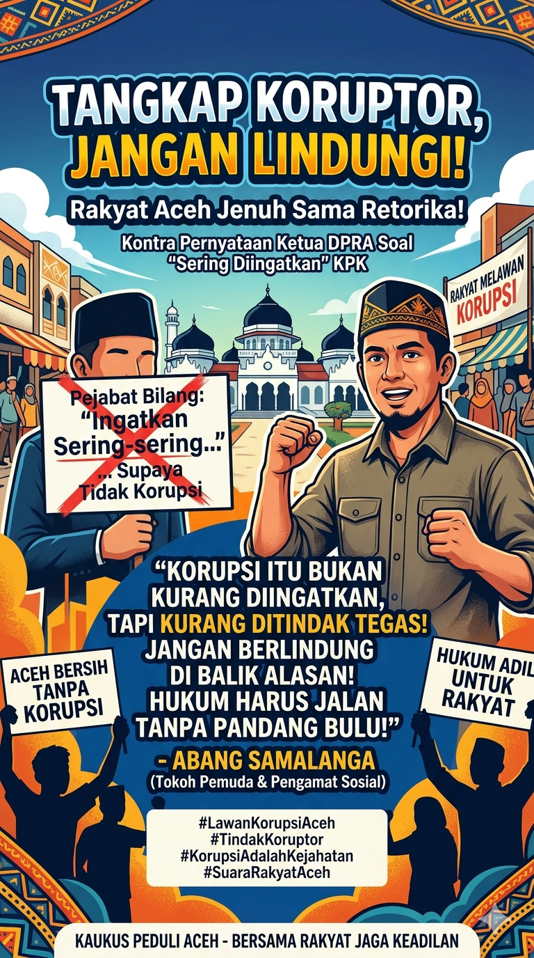 Wacana Sering Diingatkan KPK Menuai Kritik dari Ketua DPRA yang Minta Koruptor Langsung Ditindak Tanpa Lindungan