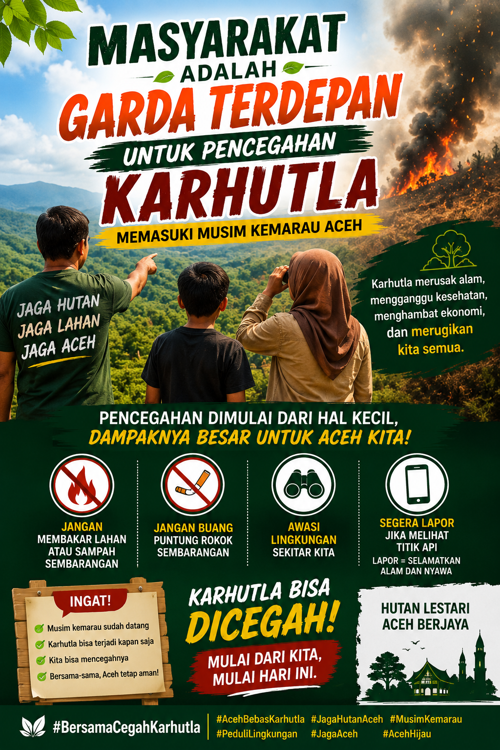 Masyarakat Jadi Garda Terdepan Cegah Karhutla Saat Musim Kemarau Mulai Melanda Aceh