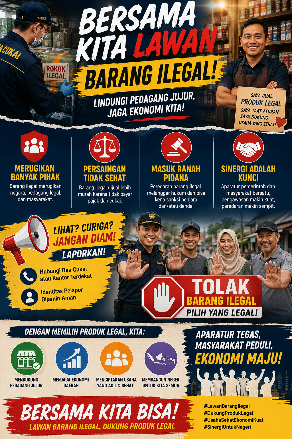 Aparatur dan Masyarakat Bersatu Perangi Barang Ilegal, Lindungi Pedagang Jujur dan Ekonomi Daerah
