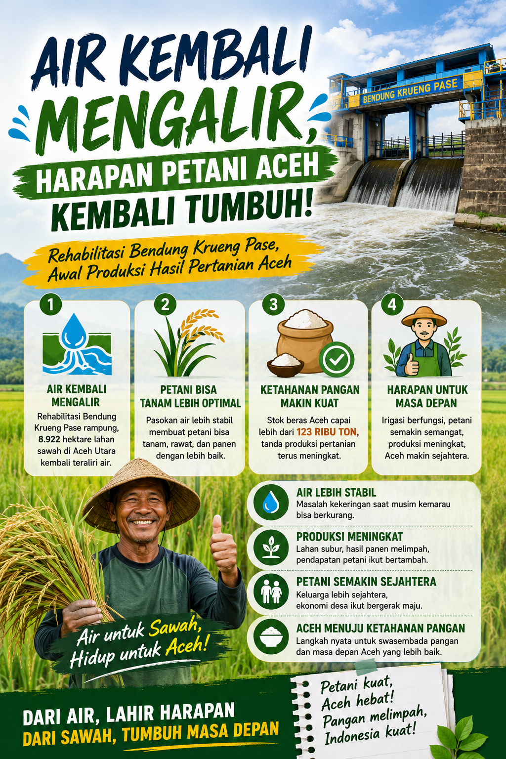 Air Kembali Mengalir, Pertanian Aceh Siap Masuk Babak Baru Produksi Pangan