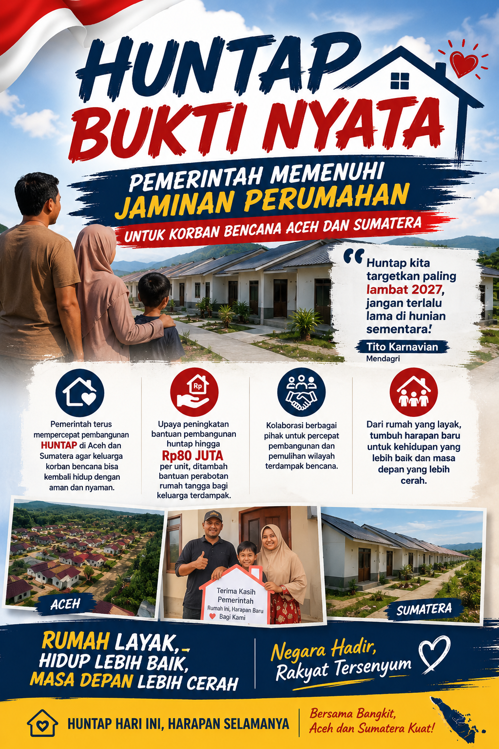 Huntap Jadi Bukti Nyata Negara Hadir untuk Korban Bencana Aceh dan Sumatera