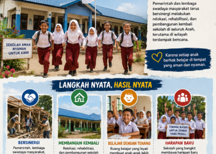 Sekolah di Aceh Terus Bangkit, Kolaborasi Pemerintah dan Lembaga Sosial Jaga Masa Depan Anak-Anak