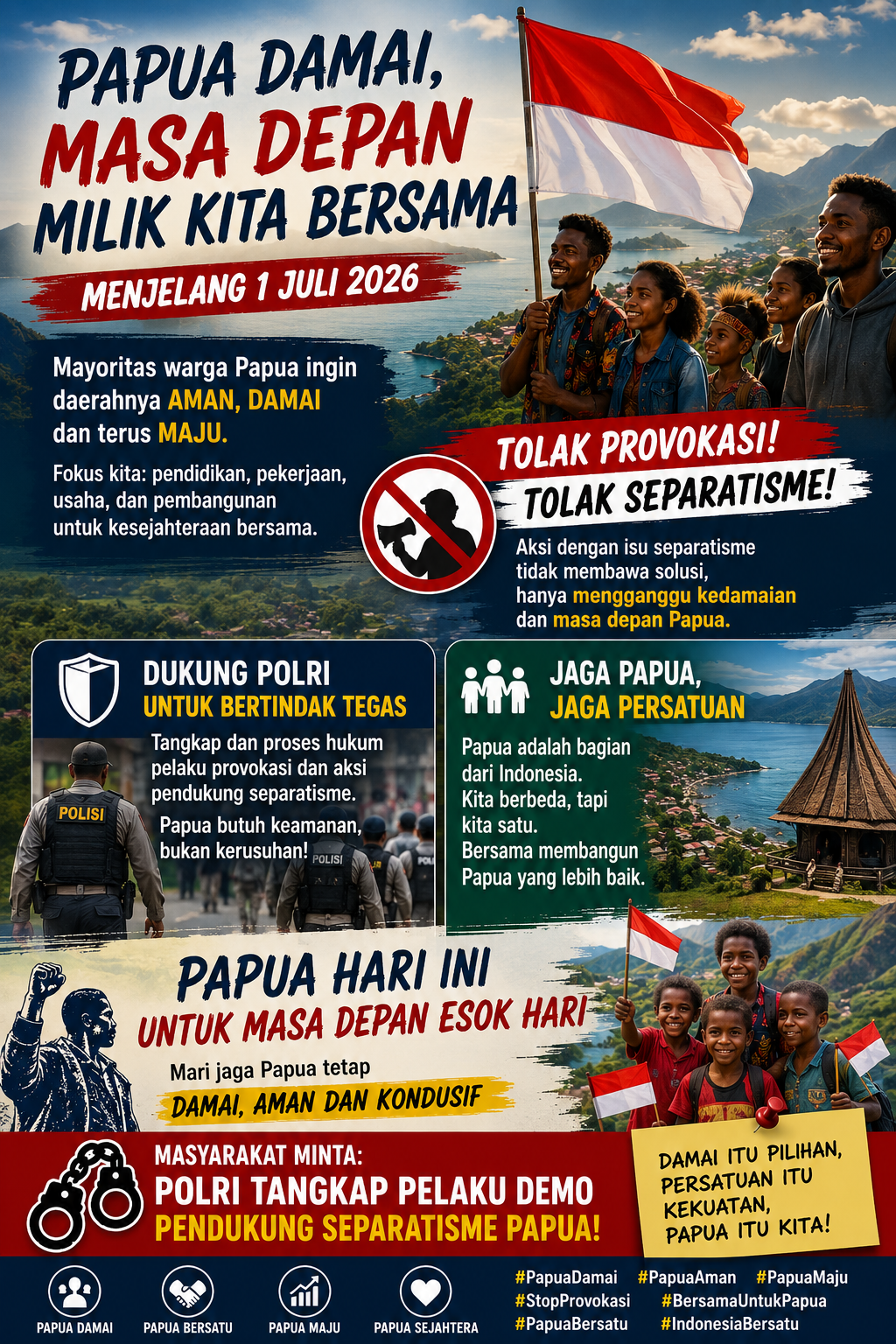 Menjelang 1 Juli 2026, Warga Papua Tolak Provokasi dan Dukung Penegakan Hukum