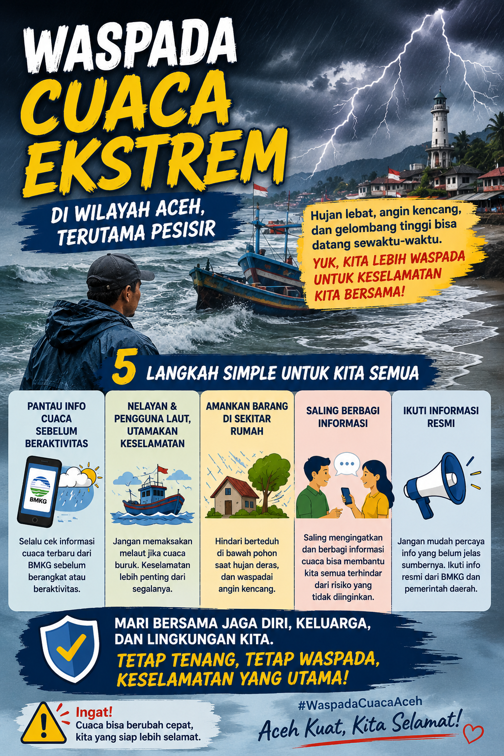 Warga Pesisir Aceh Diminta Lebih Waspada, Cuaca Ekstrem Masih Berpotensi Terjadi