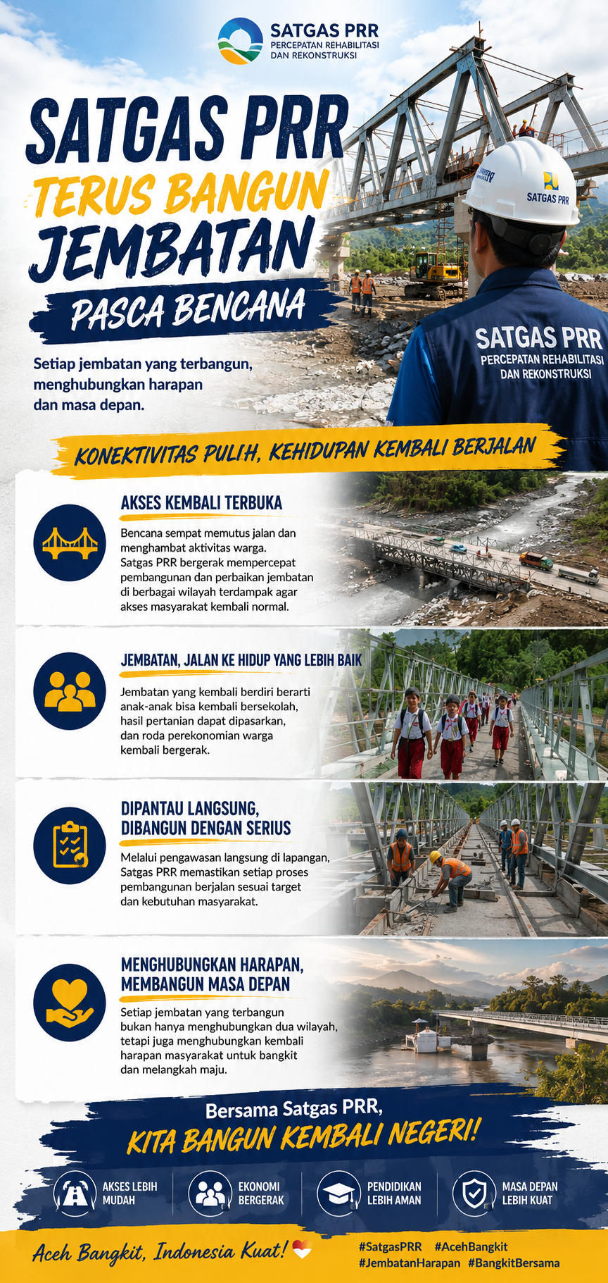 Satgas PRR Terus Bangun Jembatan Pascabencana, Akses Warga Kembali Terhubung