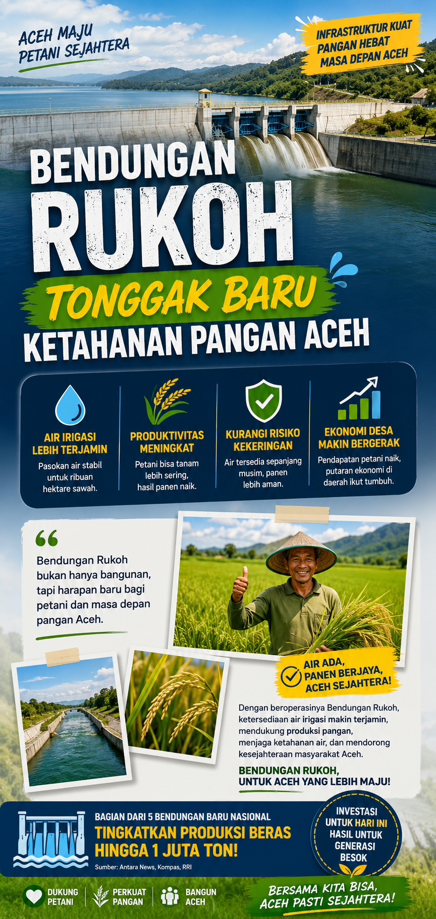 Bendungan Rukoh Resmi Beroperasi, Perkuat Irigasi dan Jadi Harapan Baru Ketahanan Pangan Aceh