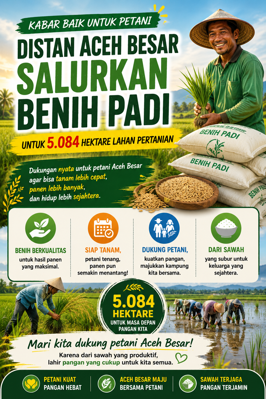 Distan Aceh Besar Salurkan Benih Padi untuk 5.084 Hektare, Petani Siap Sambut Musim Tanam