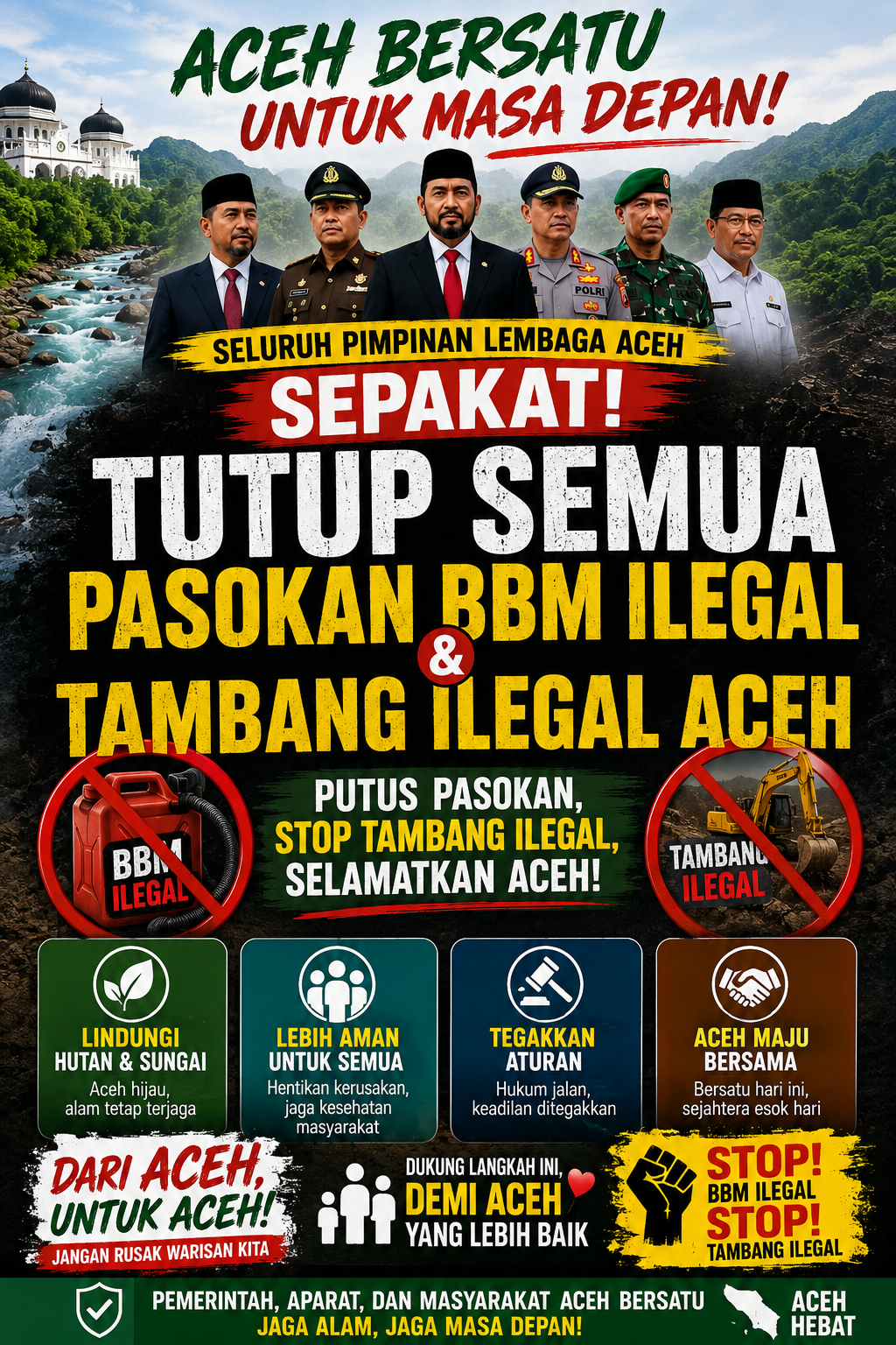 Seluruh Pimpinan Lembaga Aceh Sepakat Putus Pasokan BBM Ilegal, Tambang Ilegal Jadi Target Bersama