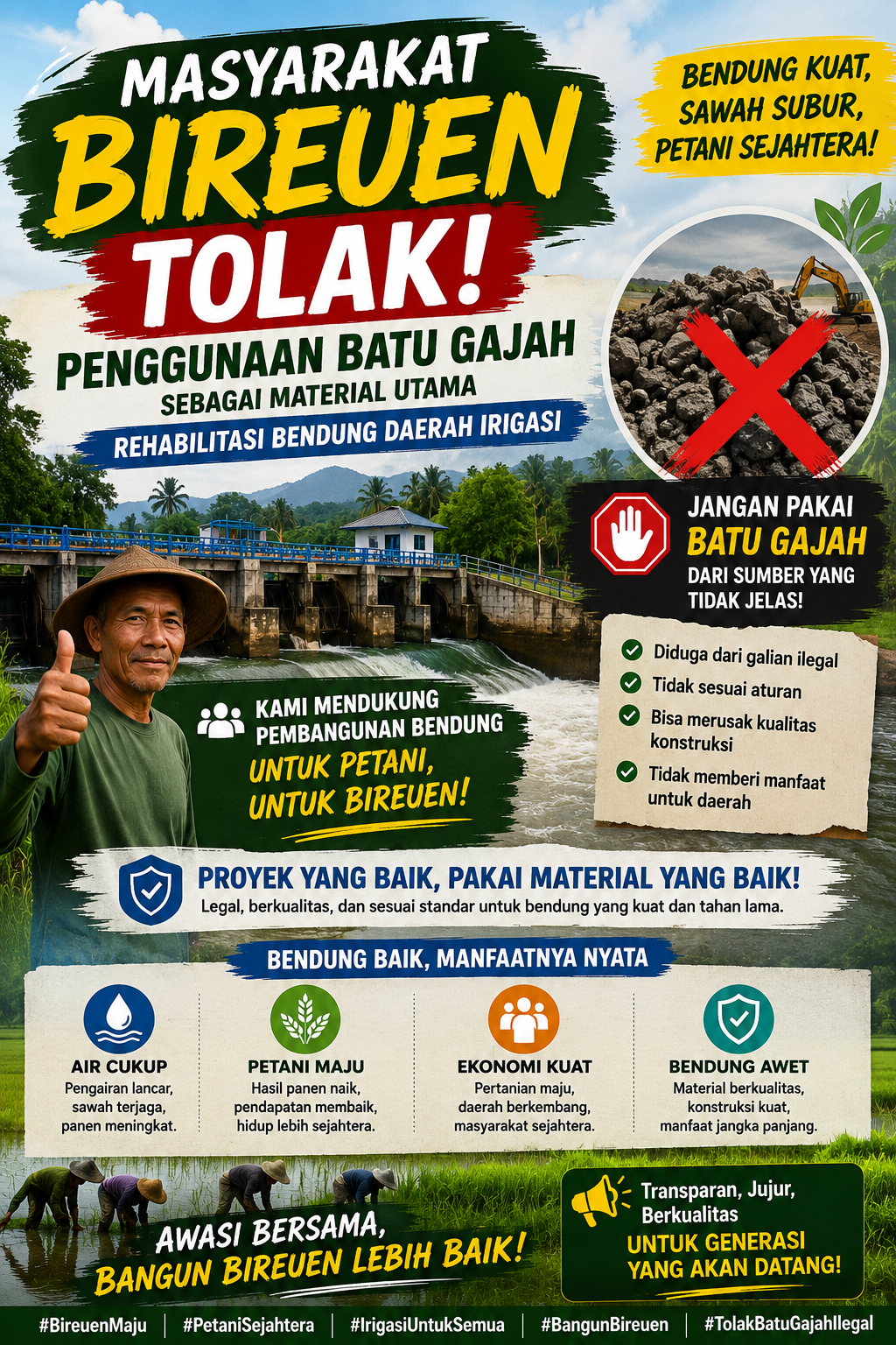Masyarakat Bireuen Dukung Rehabilitasi Bendung, Minta Material Legal Demi Irigasi yang Berkualitas