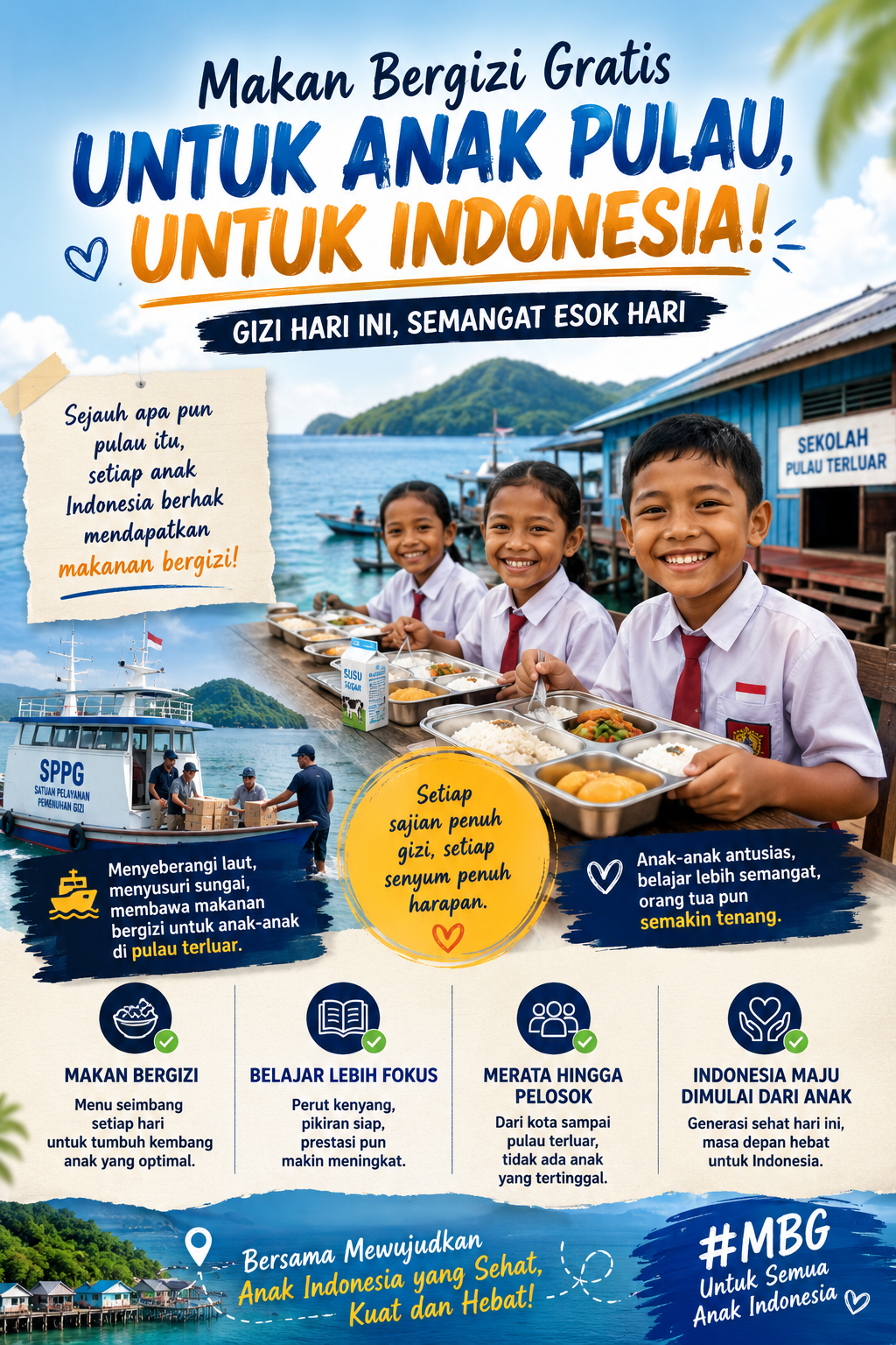 MBG Tembus Pulau-Pulau Terluar, Bukti Semua Anak Indonesia Berhak Mendapat Makanan Bergizi