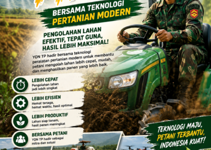 YON TP Maju Bersama Teknologi Pertanian Modern, Pengolahan Lahan Jadi Lebih Cepat dan Tepat Guna