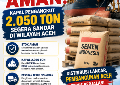 Stok Semen Aceh Mulai Aman, Kapal 2.050 Ton Segera Sandar