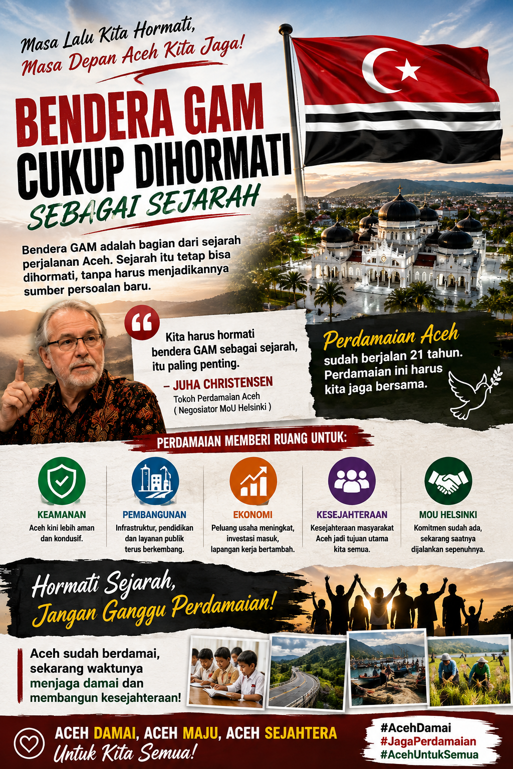 Bendera GAM Cukup Dihormati sebagai Sejarah, Aceh Kini Fokus Jaga Perdamaian