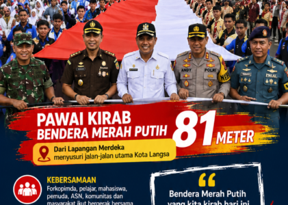Forkopimda Langsa Arak Merah Putih Raksasa Kobarkan Kemerdekaan