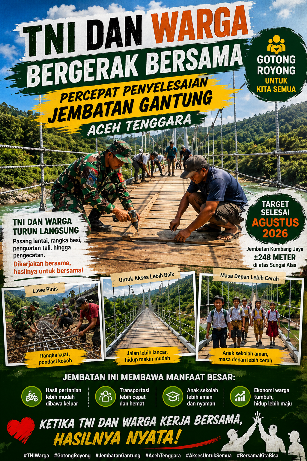 Jembatan Dibangun Bareng, Akses Warga Aceh Tenggara Makin Dekat