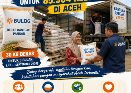 BULOG Meulaboh Salurkan 2.577 Ton Beras, 85.904 Keluarga di Empat Daerah Aceh Terima Bantuan