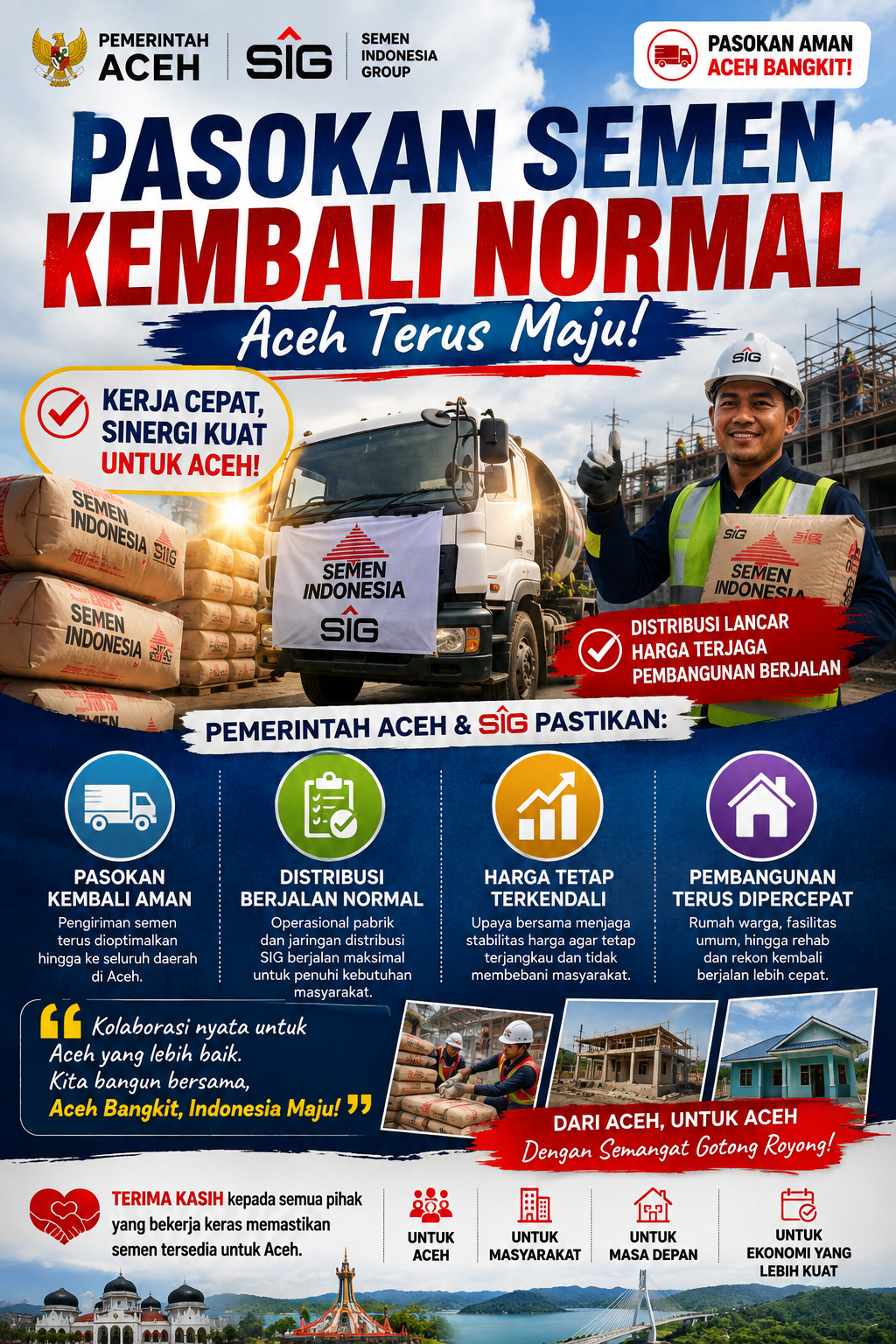 Pemerintah dan SIG Bergerak Cepat, Pasokan Semen di Aceh Kembali Normal, Pembangunan Terus Berjalan