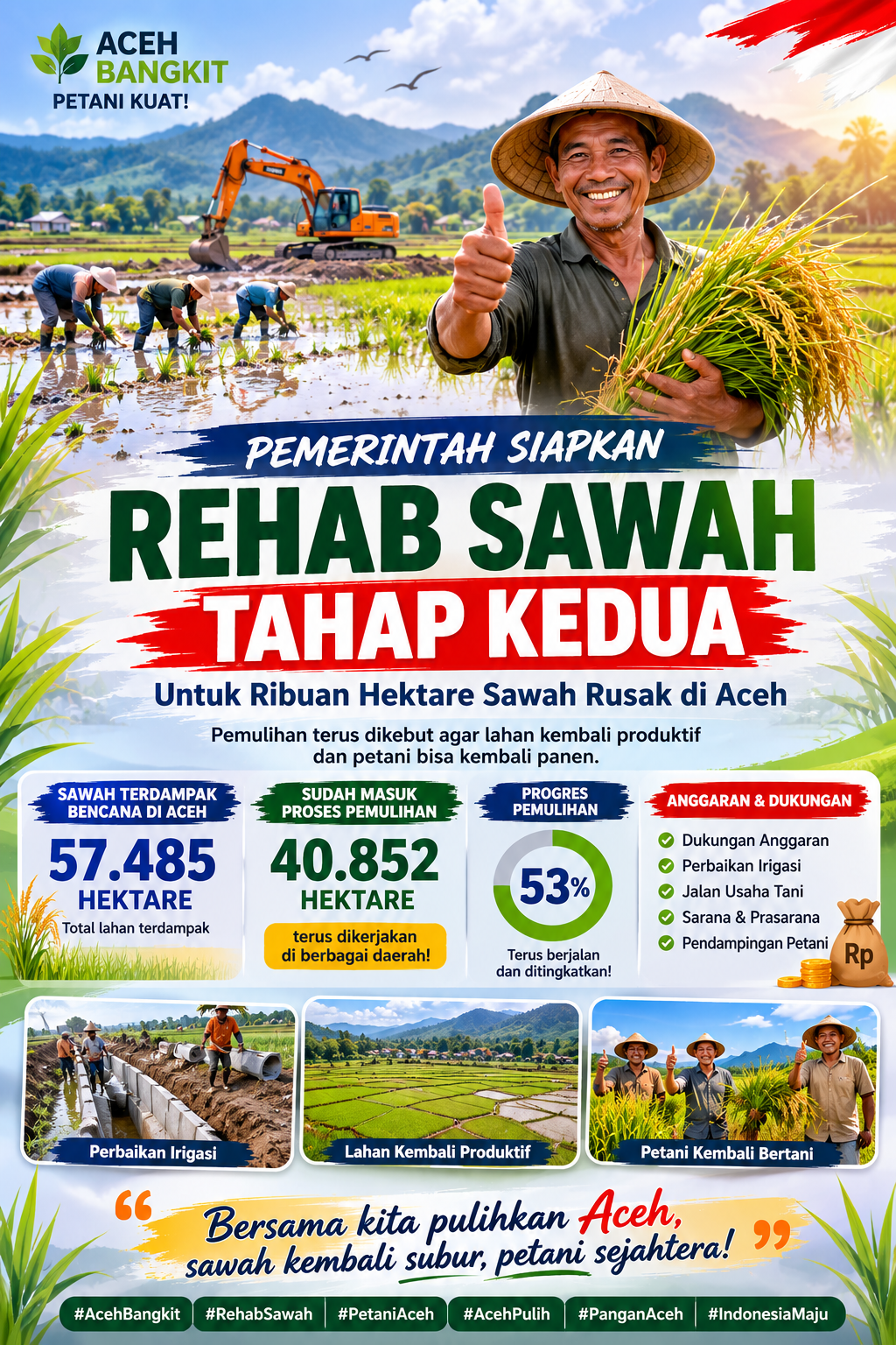 Pemerintah Siapkan Rehab Sawah Tahap Kedua, Ribuan Hektare Rusak Berat di Aceh Mulai Dicarikan Solusi
