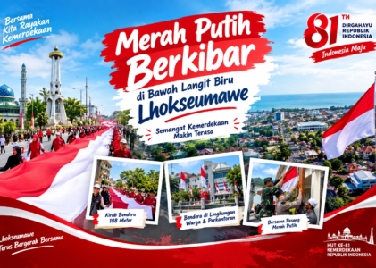 Lhokseumawe Memerah Putih! Dari Kirab Bendera 108 Meter Sampai Sinergi Asyik Warga & Aparat Sambut HUT RI ke-81