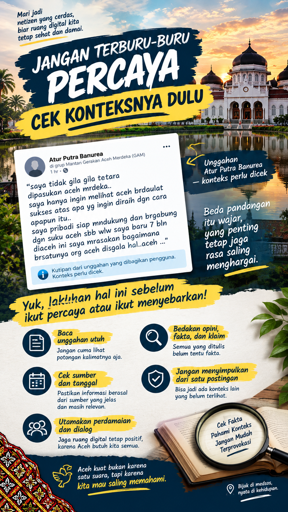 Narasi Aceh di Media Sosial Ramai, Konteks Perdamaian Jangan Sampai Terlewat