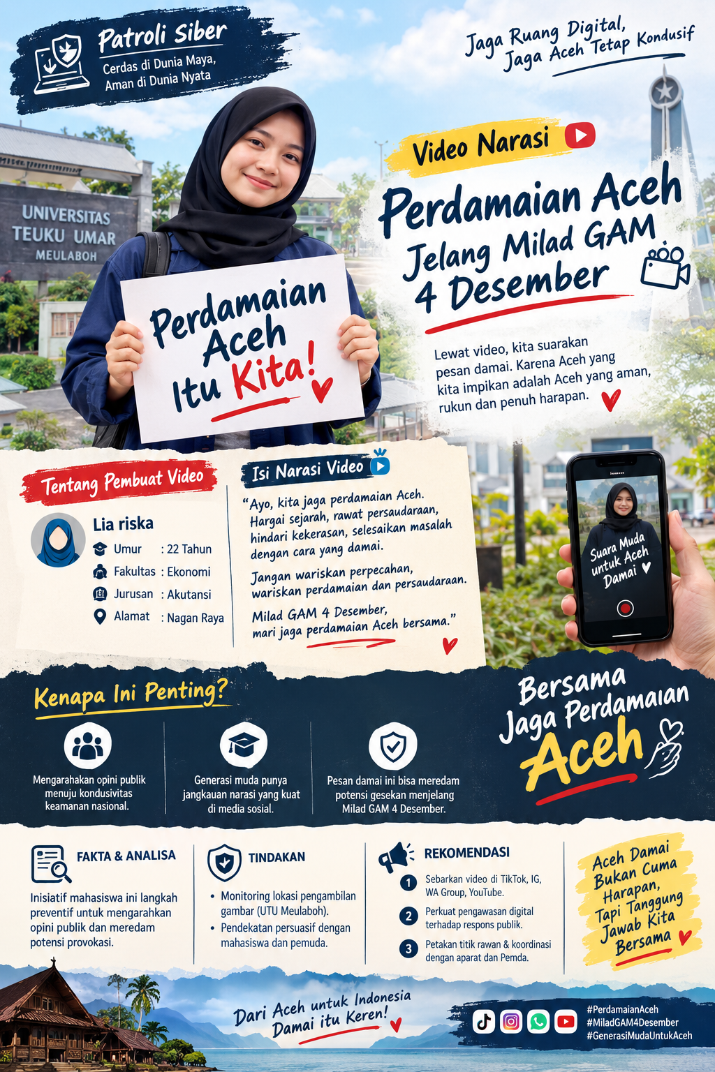 Mahasiswi UTU Ajak Generasi Muda Jaga Perdamaian Aceh Jelang 4 Desember