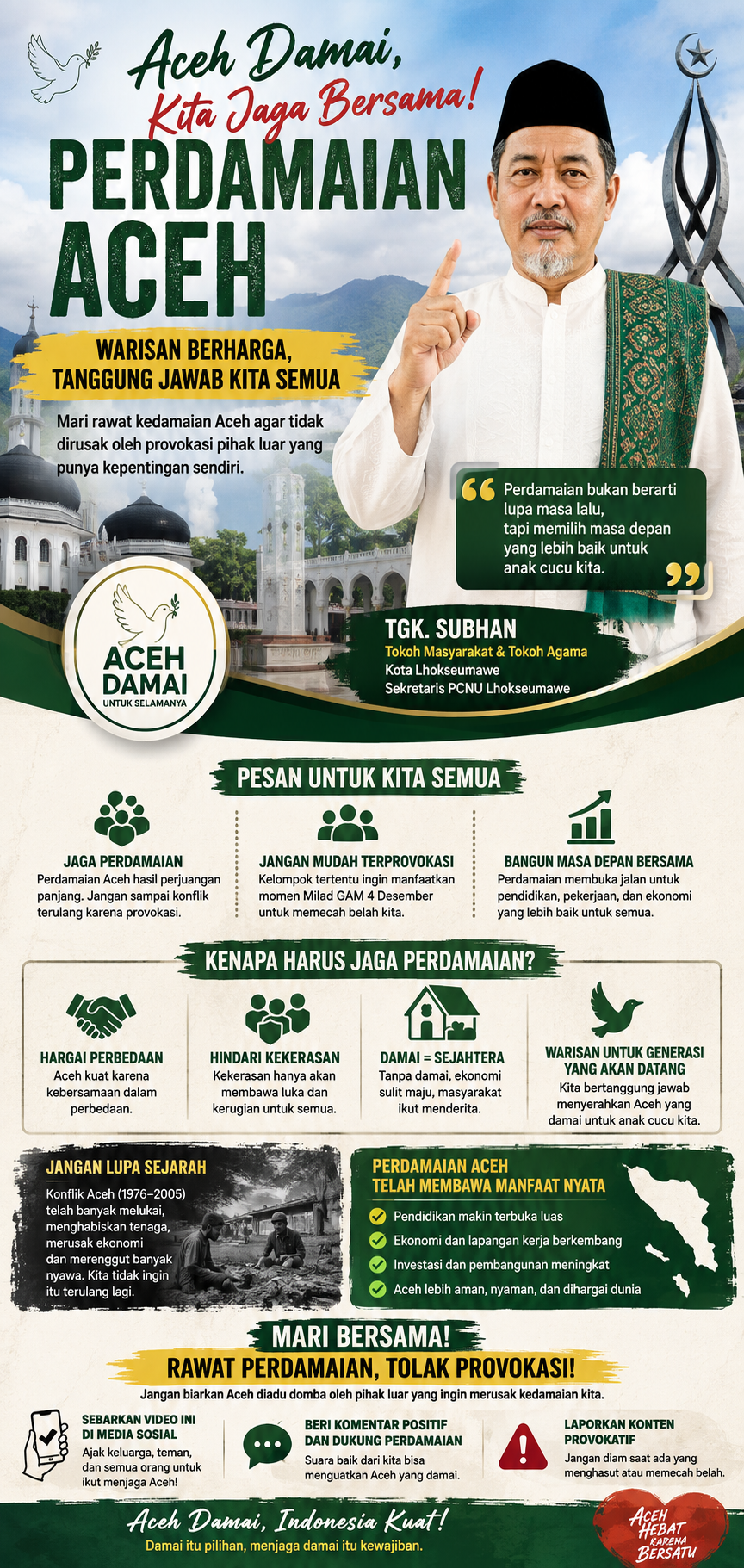 Tokoh Agama Lhokseumawe Ajak Generasi Muda Rawat Perdamaian Aceh Jelang Milad GAM