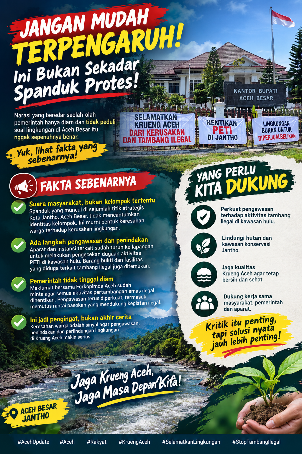 Spanduk Protes di Jantho Jadi Pengingat, Krueng Aceh Butuh Aksi Bersama Bukan Saling Menyalahkan