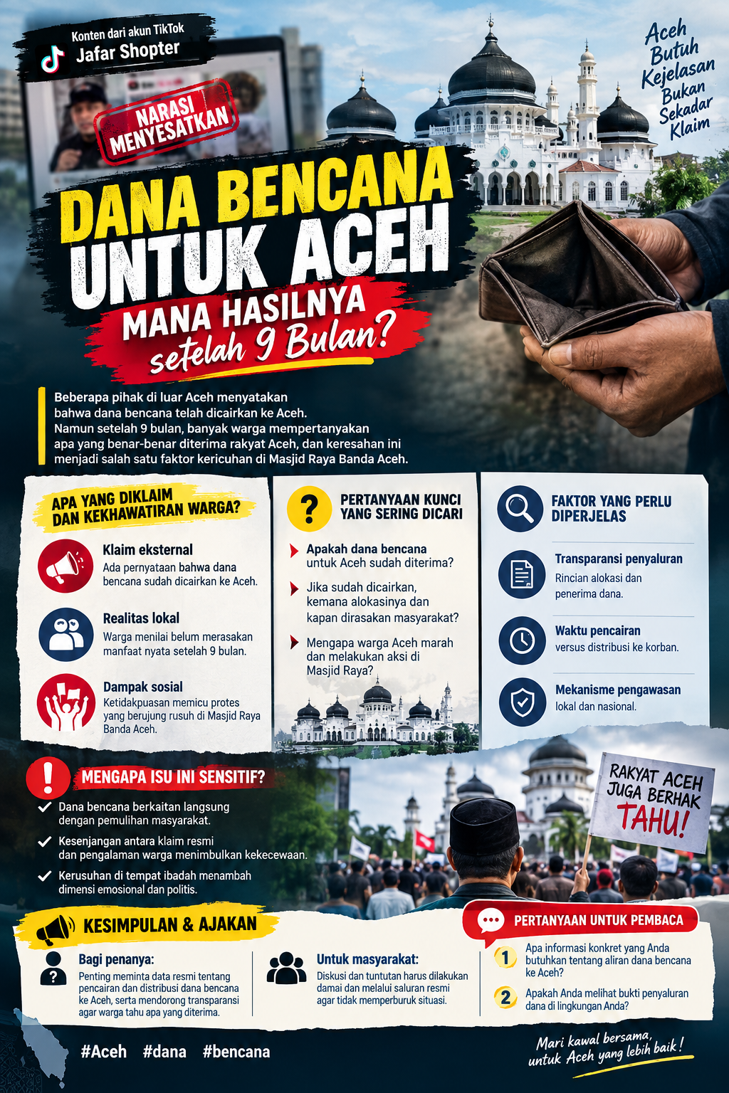 Dana Bencana Aceh Sudah Disalurkan, Warga Tetap Berhak Tahu Hasilnya