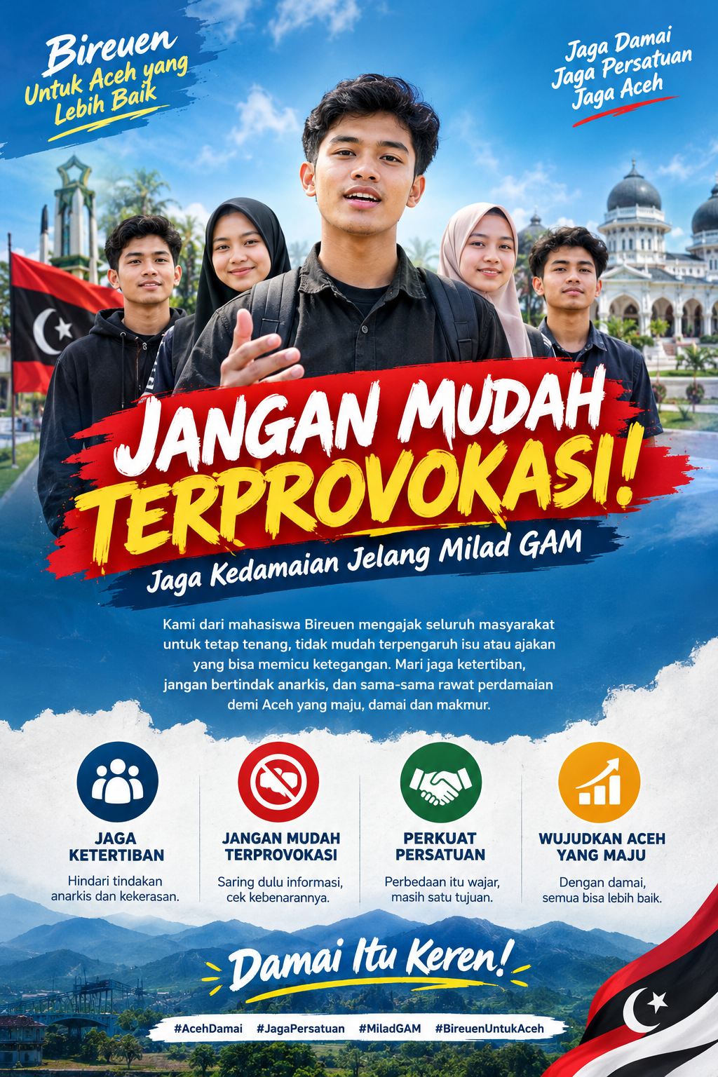 Mahasiswa Bireuen Ajak Warga Jaga Damai dan Tak Mudah Terprovokasi Jelang Milad GAM
