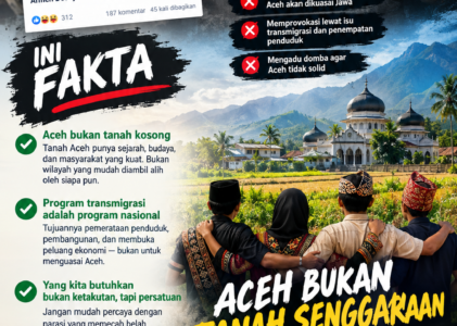 Jangan Mudah Terprovokasi, Pembangunan Aceh Bukan Berarti Pribumi Akan Disingkirkan