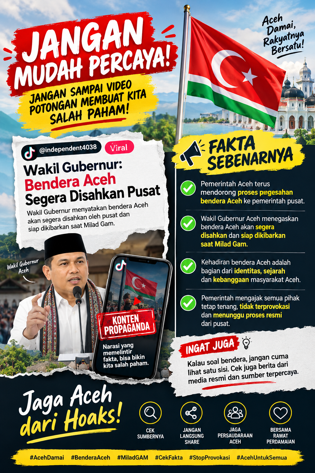 Bendera Aceh Segera Disahkan Pusat? Warga Diminta Cek Fakta dan Tak Terburu-buru Menyimpulkan