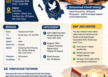 Pemuda Aceh Timur Ajak Masyarakat Jaga Perdamaian demi Masa Depan yang Lebih Baik